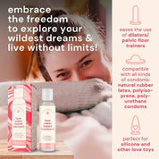 Bodyotics 4oz water based lubricant, compatible with pelvic floor trainers, condoms, and silicone toys, for natural feel and easy clean-up.