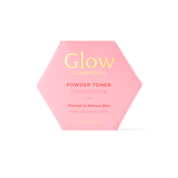 Luonkos Glow Luminous deeply hydrating powder toner – pink hexagonal container with hyaluronic acid for normal to mature skin