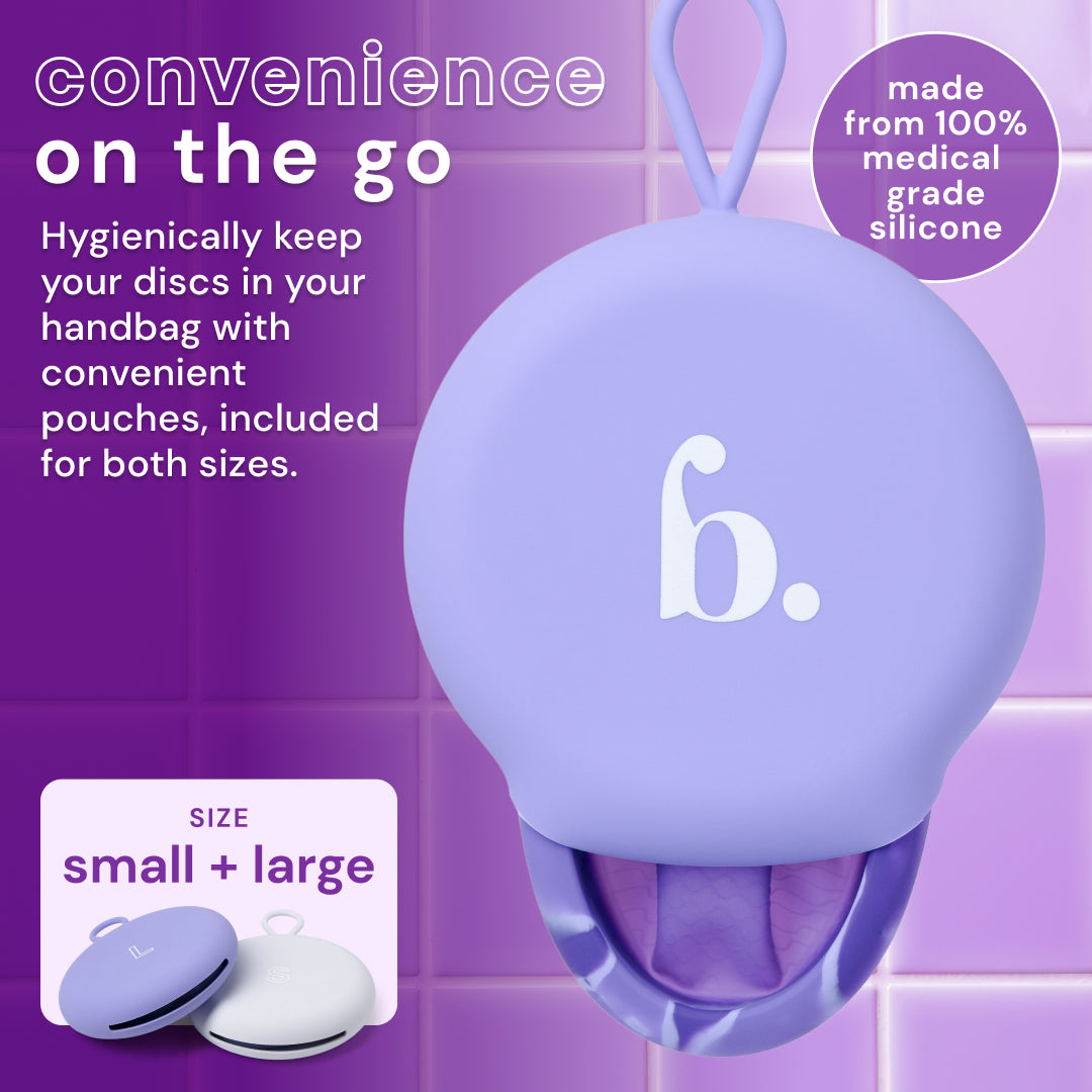 Bodyotics Comfydisc Reusable Menstrual Discs - 2pcs, eco-friendly, hygienic silicone pouch, versatile size pack.