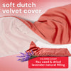Heating pad for cramps with soft Dutch velvet cover, flax seed, and lavender filling.