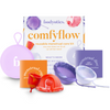 Menstrual cup and disc set by Bodyotics Comfyflow, featuring reusable period care products including a menstrual cup, discs, and storage bag.