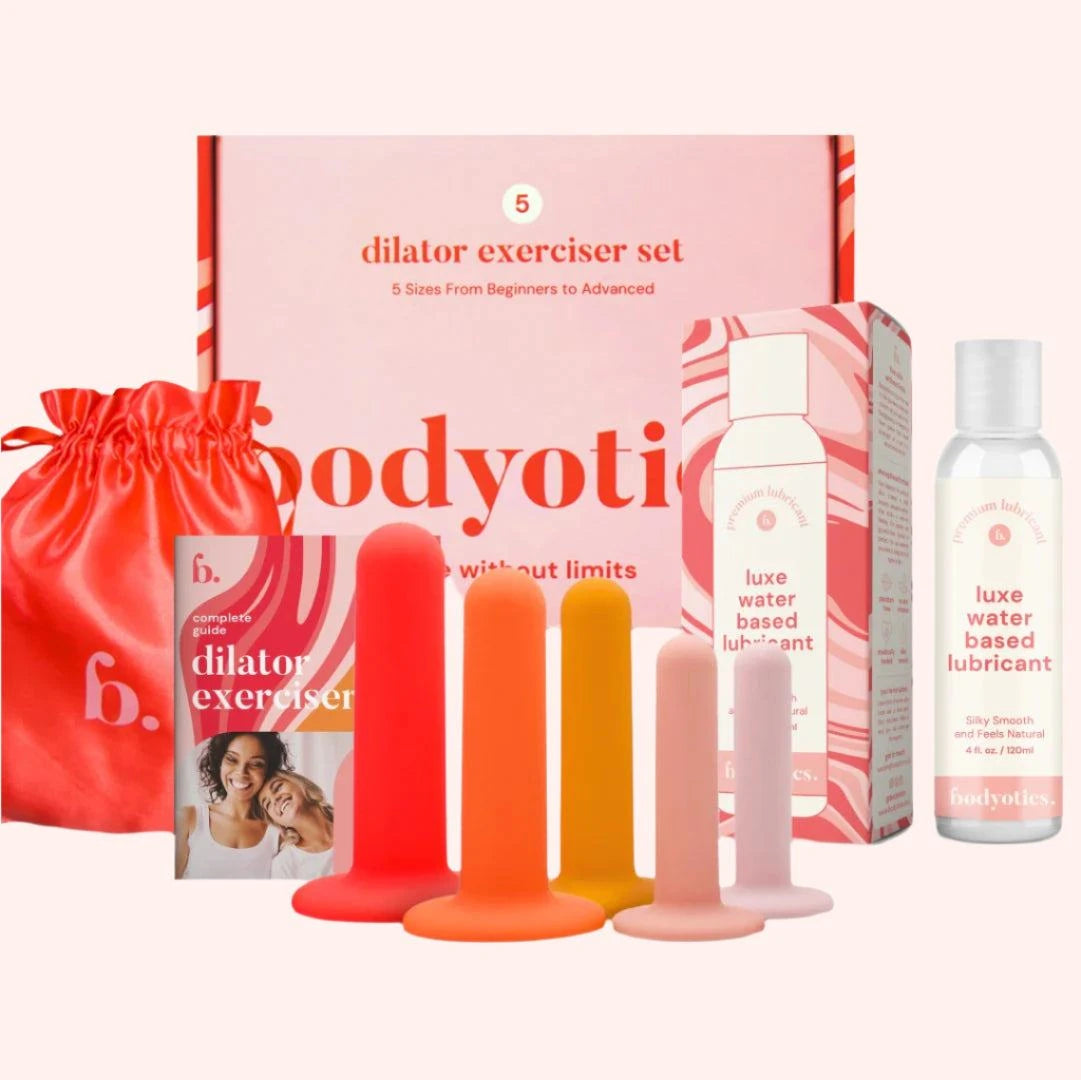 Bodyotics dilator exerciser set with packaging and lubricant