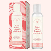 Bodyotics luxe water based lubricant 4oz bottle and packaging with silky smooth natural feel