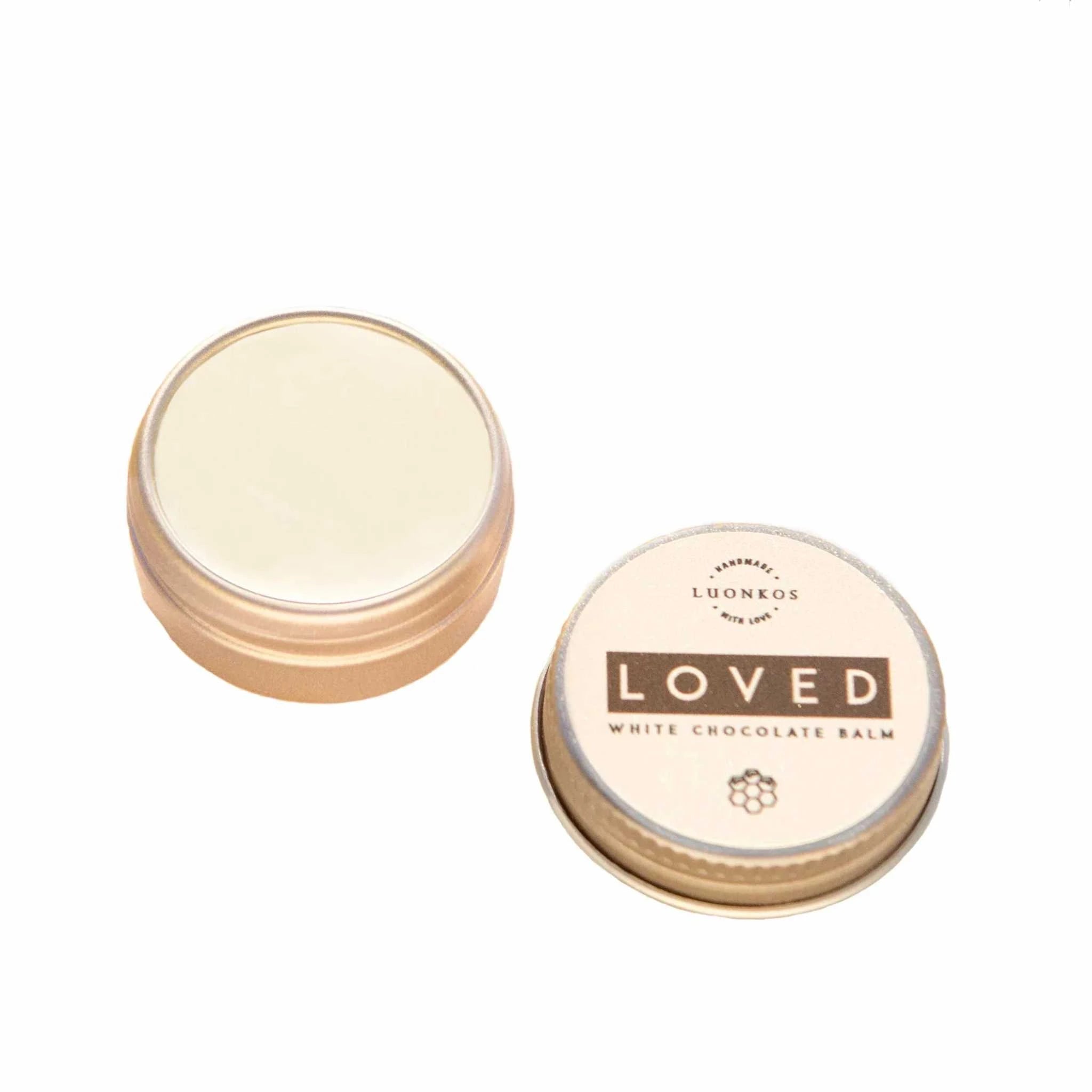Loved white chocolate multipurpose lip balm tin with white chocolate scent – 10ml natural lip moisturizer