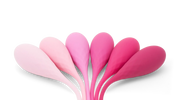 Bodyotics kegel balls side view – 6 graduated silicone pelvic floor weights in pink and magenta
