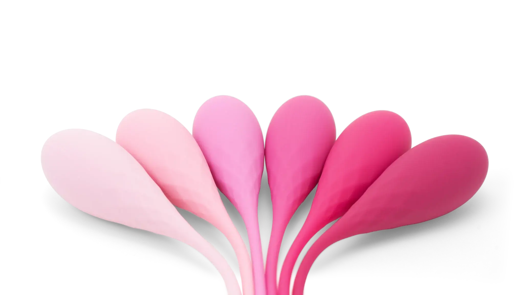 Bodyotics kegel balls side view – 6 graduated silicone pelvic floor weights in pink and magenta