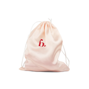 Bodyotics premium velvet drawstring storage pouch for kegel weights – soft pink with Bodyotics logo