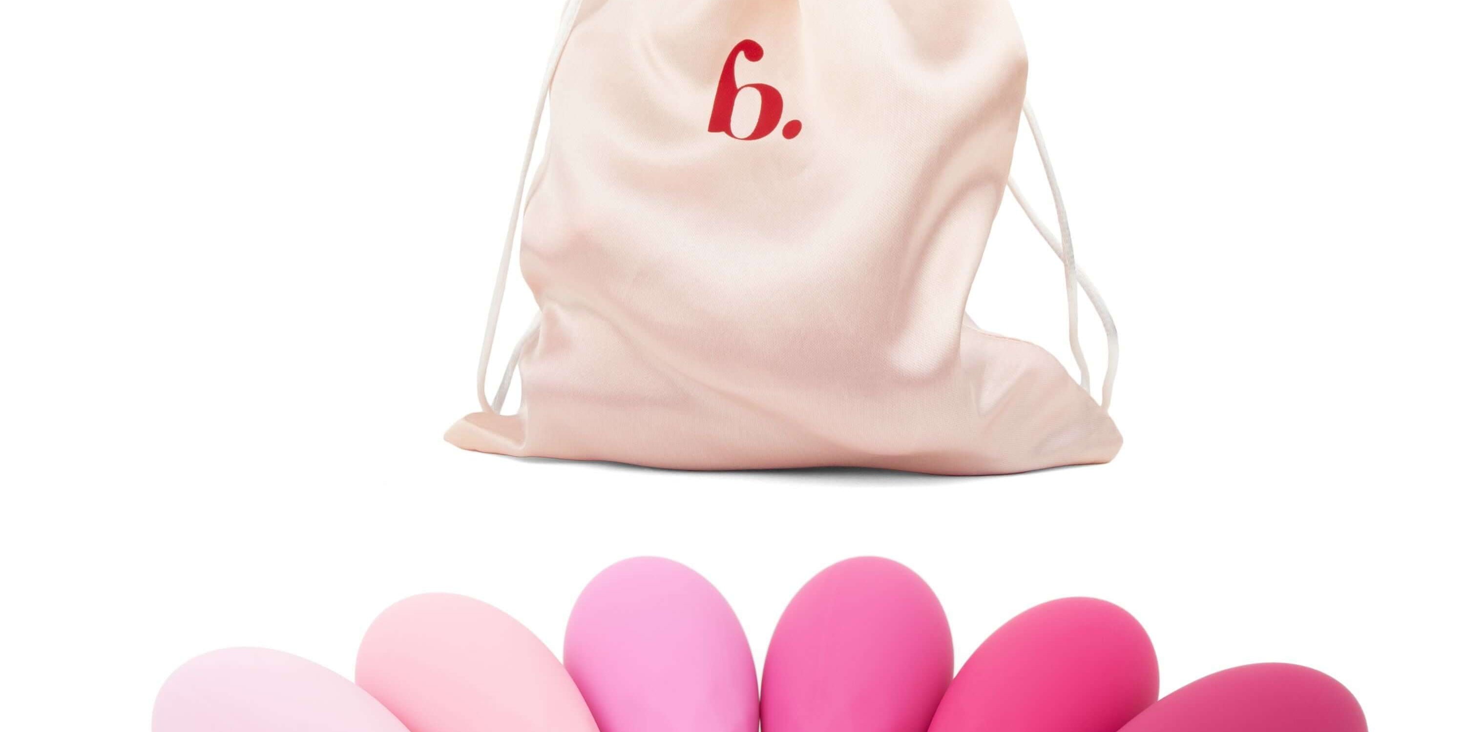 Bodyotics pelvic floor kegel weights set – 6 pink silicone graduated weights with premium velvet pouch