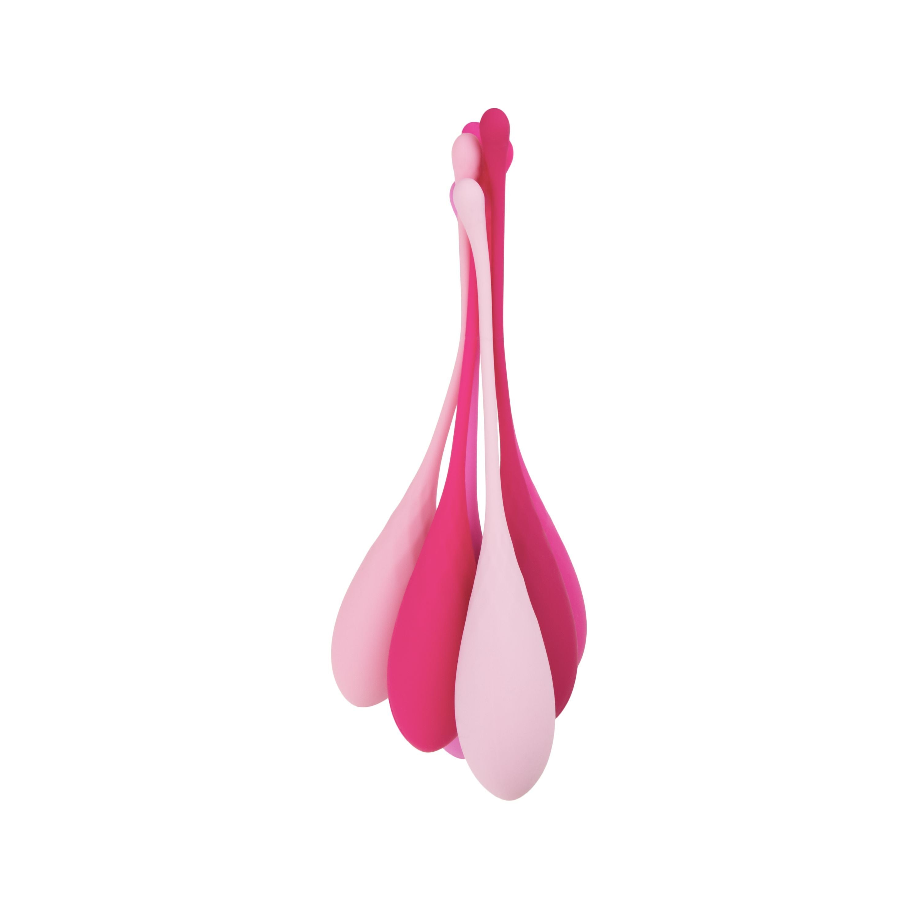 Bodyotics kegel weight single view – light and dark pink silicone pelvic floor trainer weights on white