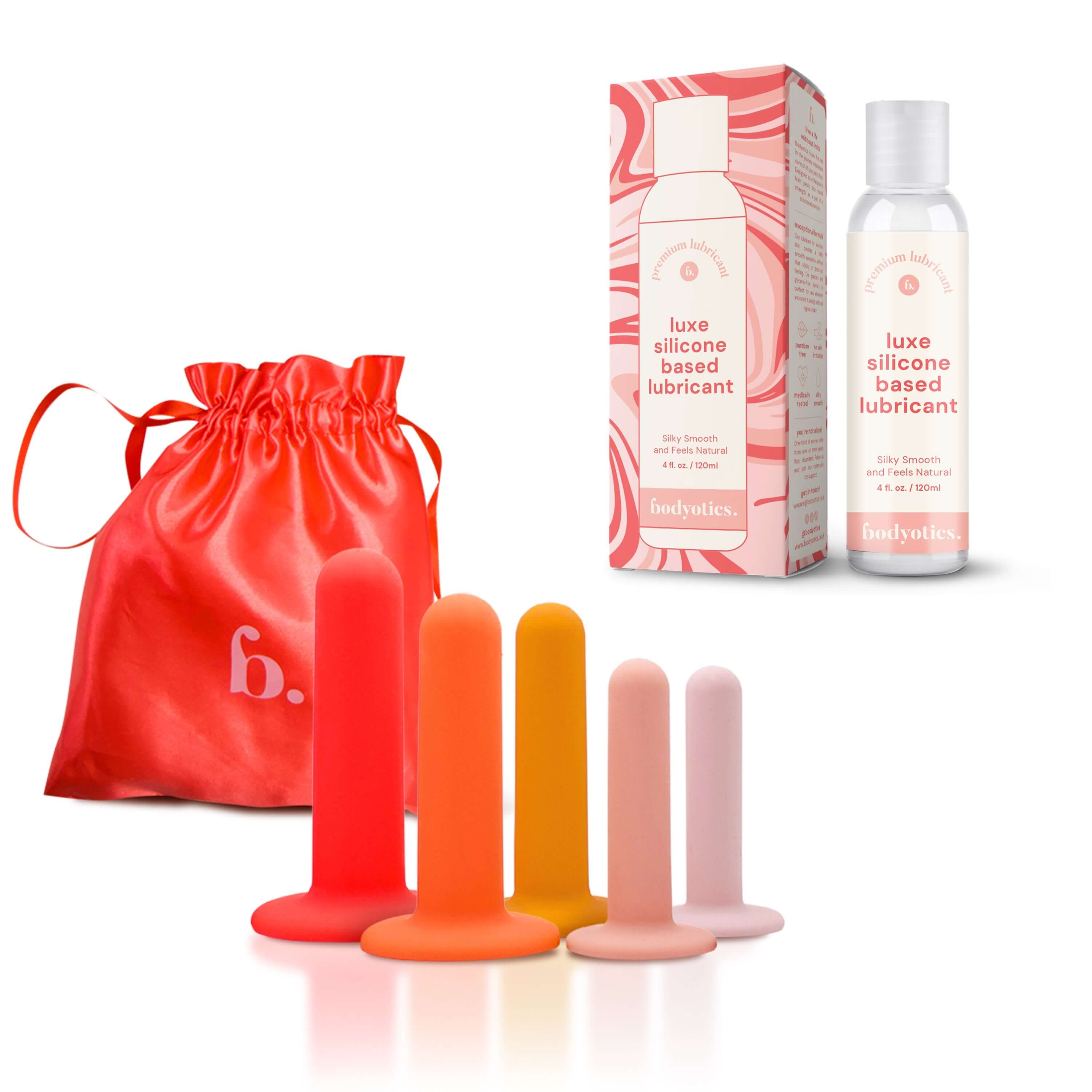 Bodyotics silicone intimate wands bundle with water-based lubricant – pelvic wellness and intimate care set