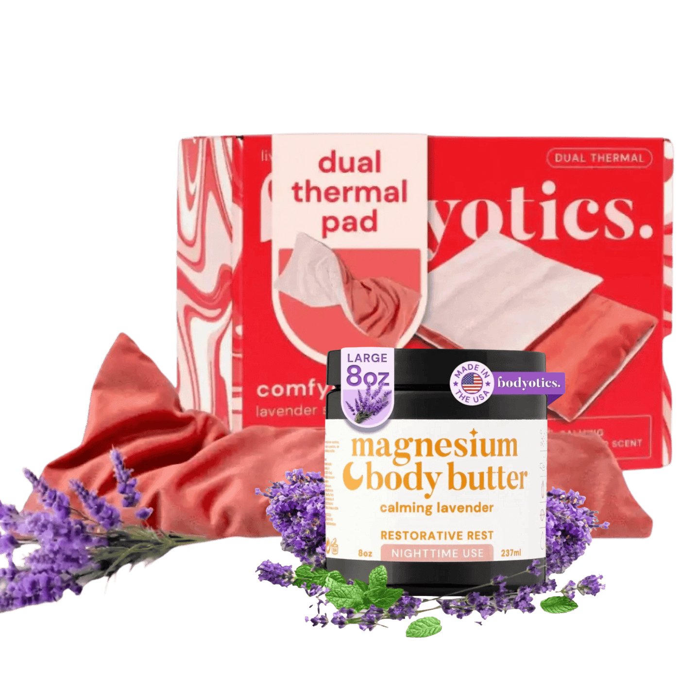 Bodyotics Sleep and Soothe Duo – relaxing self-care set with magnesium butter and heating pad for wellbeing