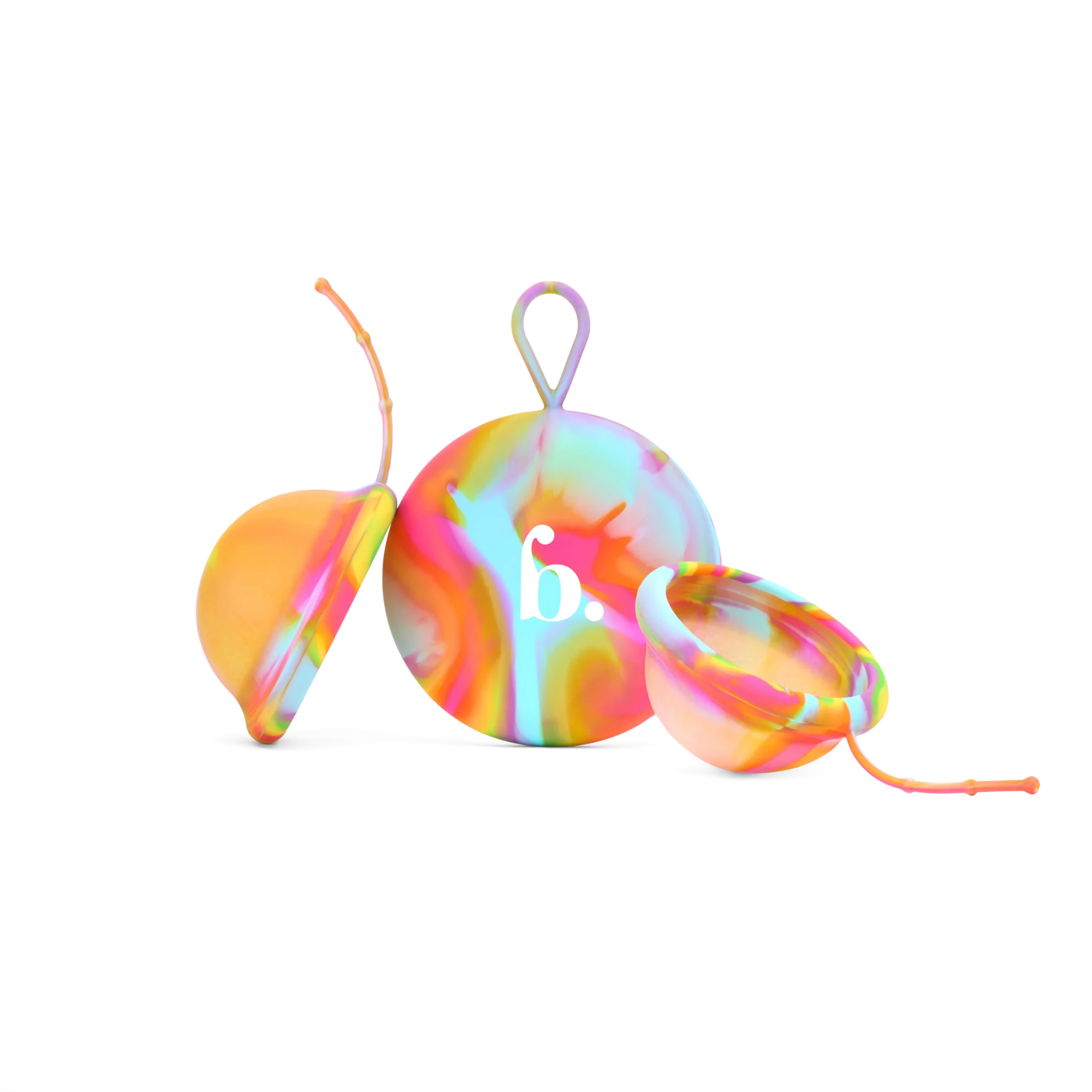Bodyotics Comfydisc Rainbow Edition reusable menstrual discs with colorful silicone and carrying pouch for 12-hour leak-proof protection