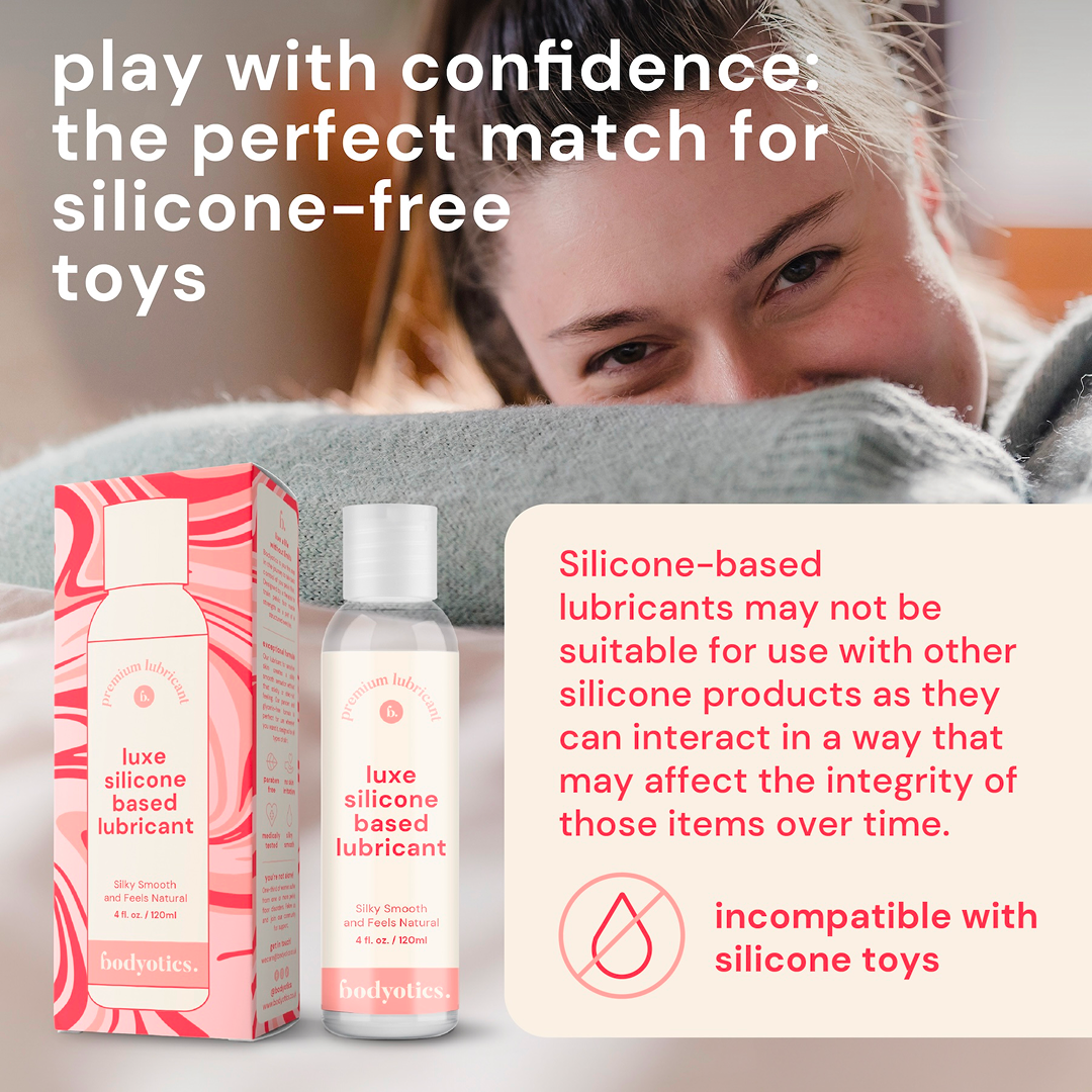 Bodyotics Premium Silicone Based Lube - 4oz, hypoallergenic, long-lasting, waterproof, unscented lubricant for sensitive skin.
