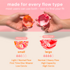 Bodyotics Reusable Menstrual Discs in small and large sizes held in hands, showcasing options for different flow types.