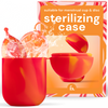 Bodyotics Comfycase menstrual cup and disc sterilizer, splash of water, orange packaging.