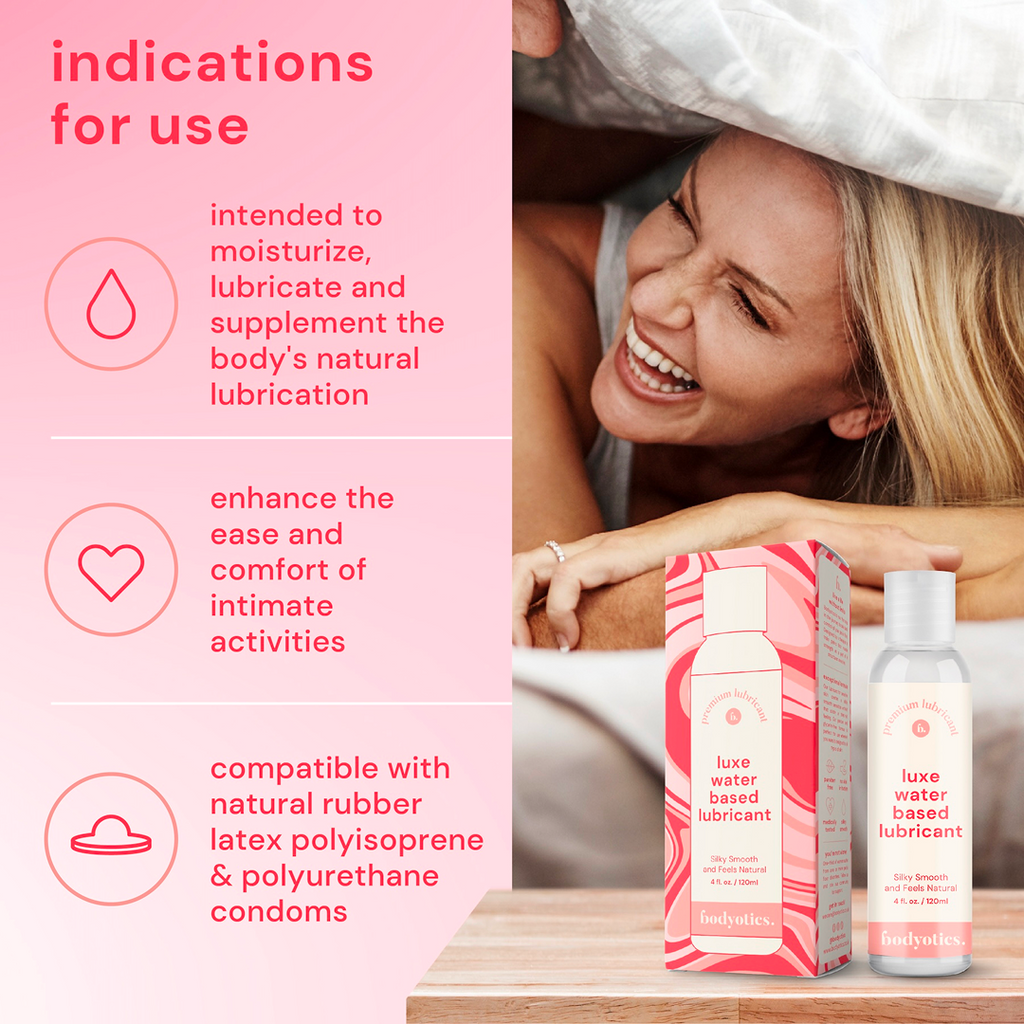 Water based lubricant for intimacy, Bodyotics Intimate Lube 4oz, enhances ease of intimate activities, skin-friendly choice.