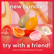 Bodyotics orange water-based lubricant included in the Try With a Friend reusable menstrual disc pack