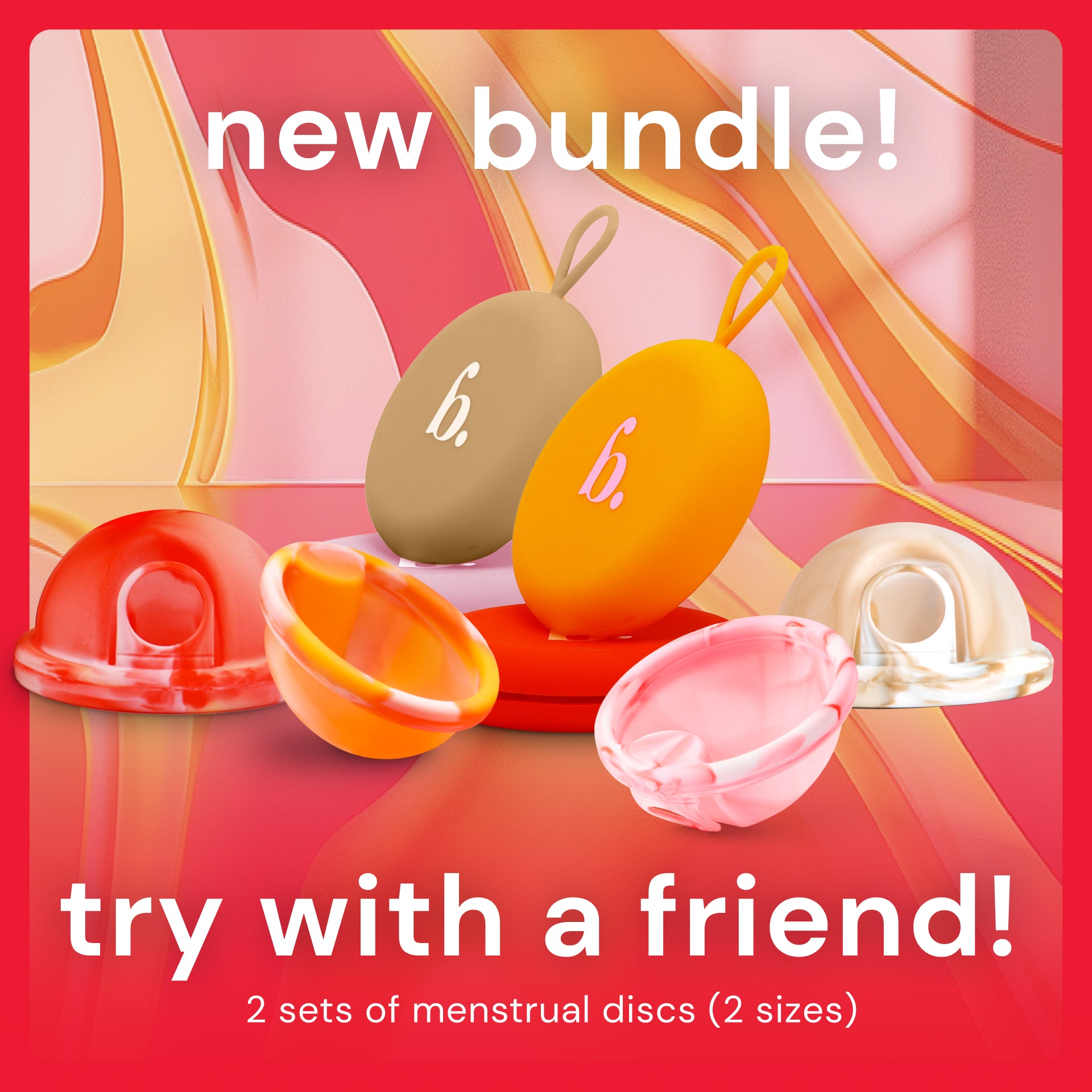 Bodyotics orange water-based lubricant included in the Try With a Friend reusable menstrual disc pack