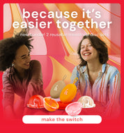 Bodyotics orange water-based lubricant variant included in the Try With a Friend reusable menstrual disc pack